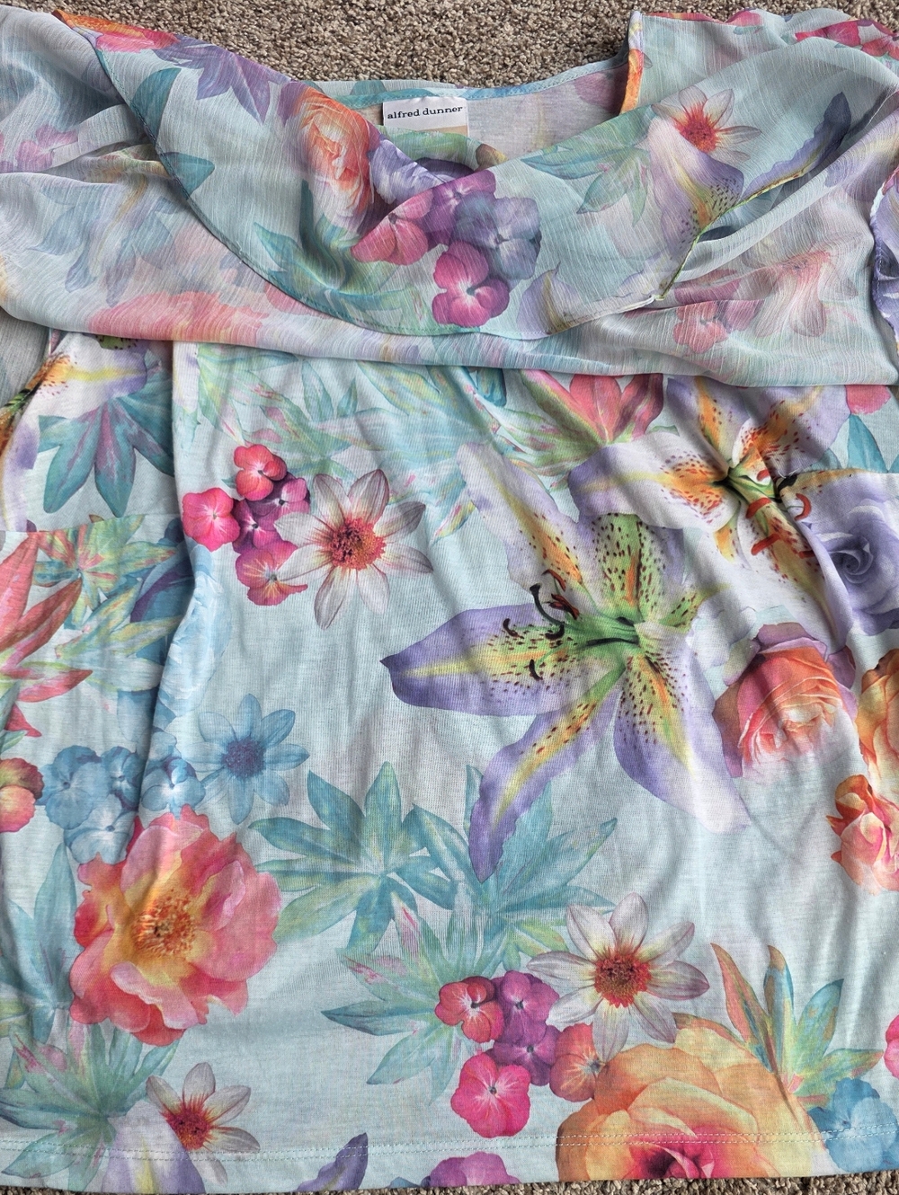 Alfred Dunner Pastel Floral Scoop Neck Blouse Size 22W - Picture 4 of 6